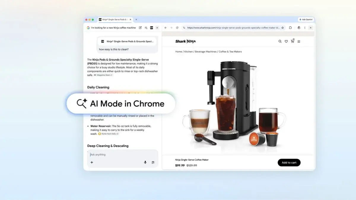 Google Chrome AI Mode update
